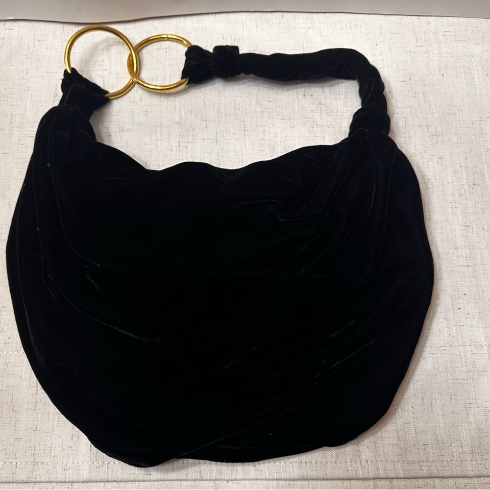 Elegant Black Velvet Shoulder Bag